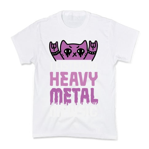 I Listen To Heavy Metal Mew-sic Kid's Tee